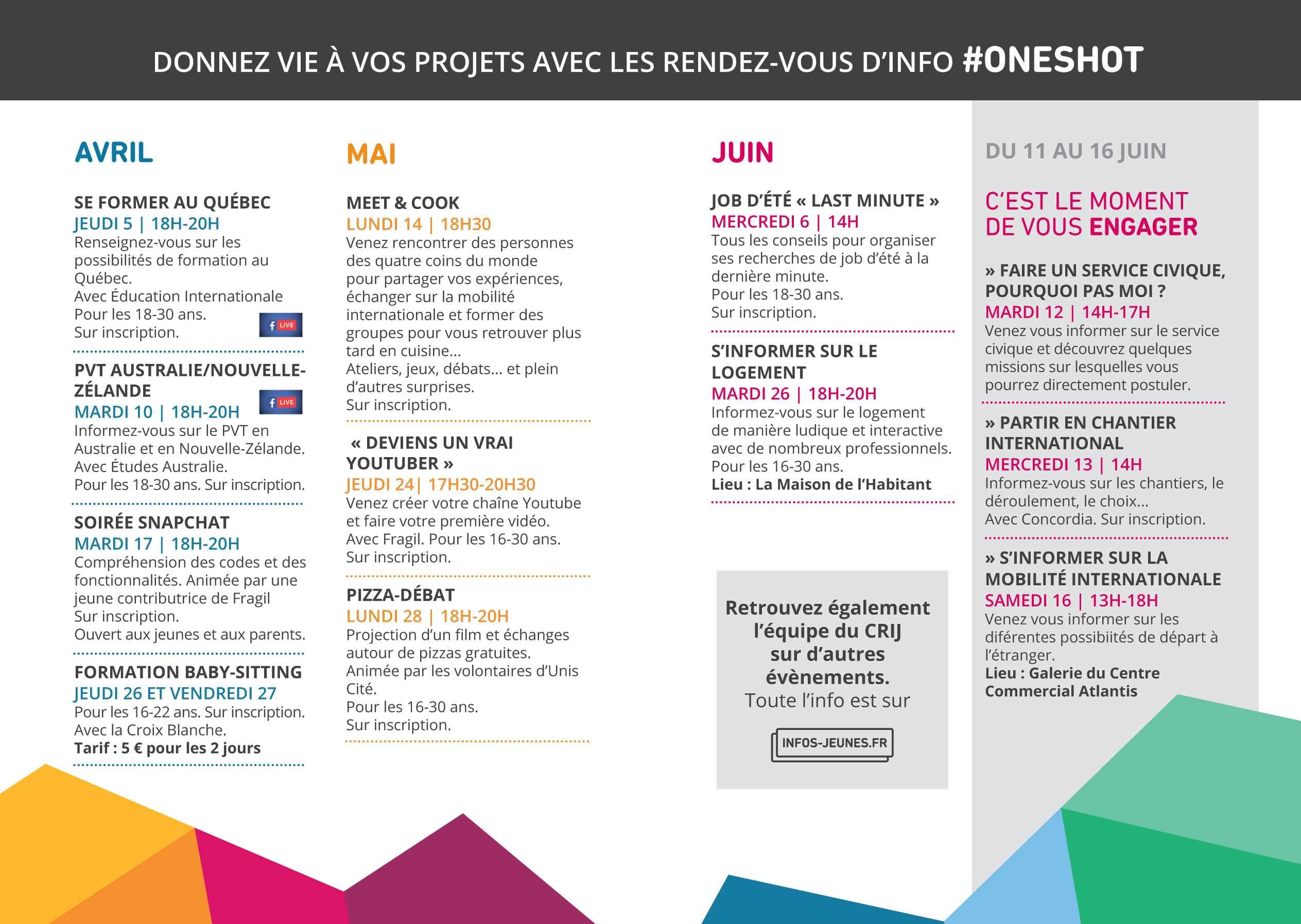 Découvrez la programmation du CRIJ d'avril à juin 2018 !