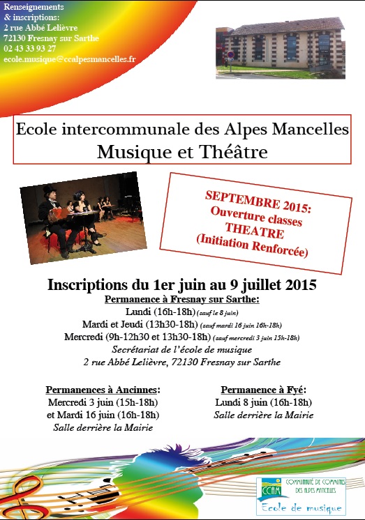 Jeunes des Alpes Mancelles, c’est le moment de vous inscrire à l’école de musique et de théâtre