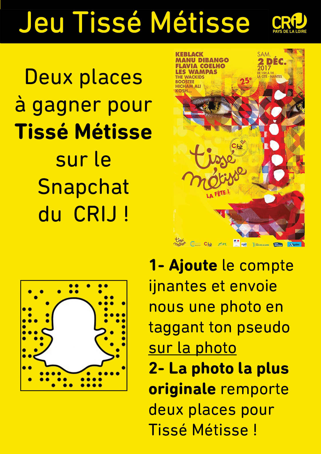Deux places à gagner pour le Festival Tissé Métisse avec le CRIJ !