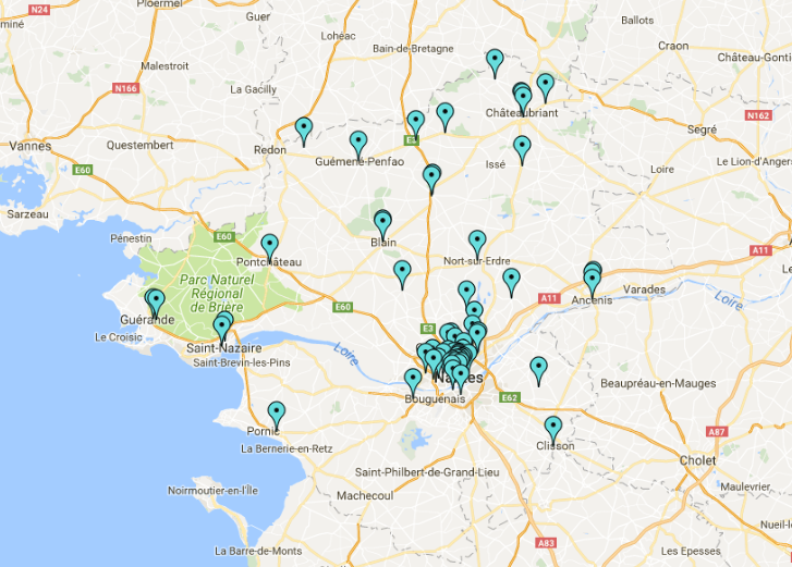 Stage 3ème : une carte pour les offres en Loire-Atlantique
