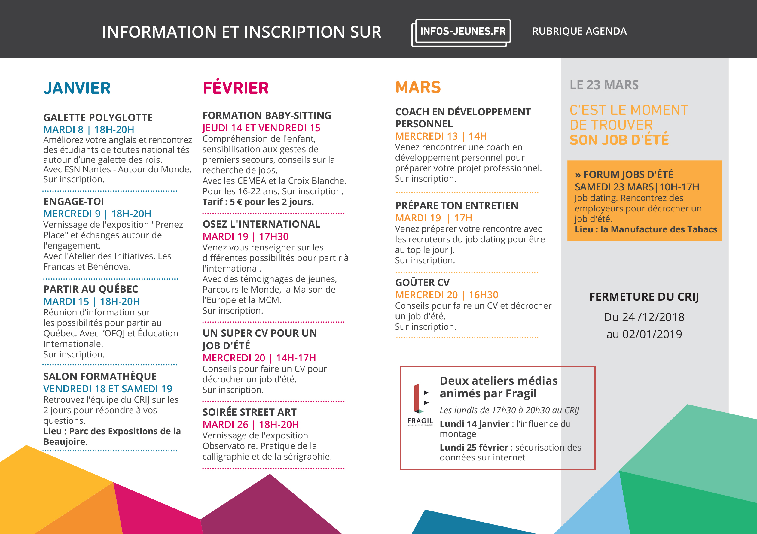 Découvrez la programmation du CRIJ jusqu'à mars 2019 !