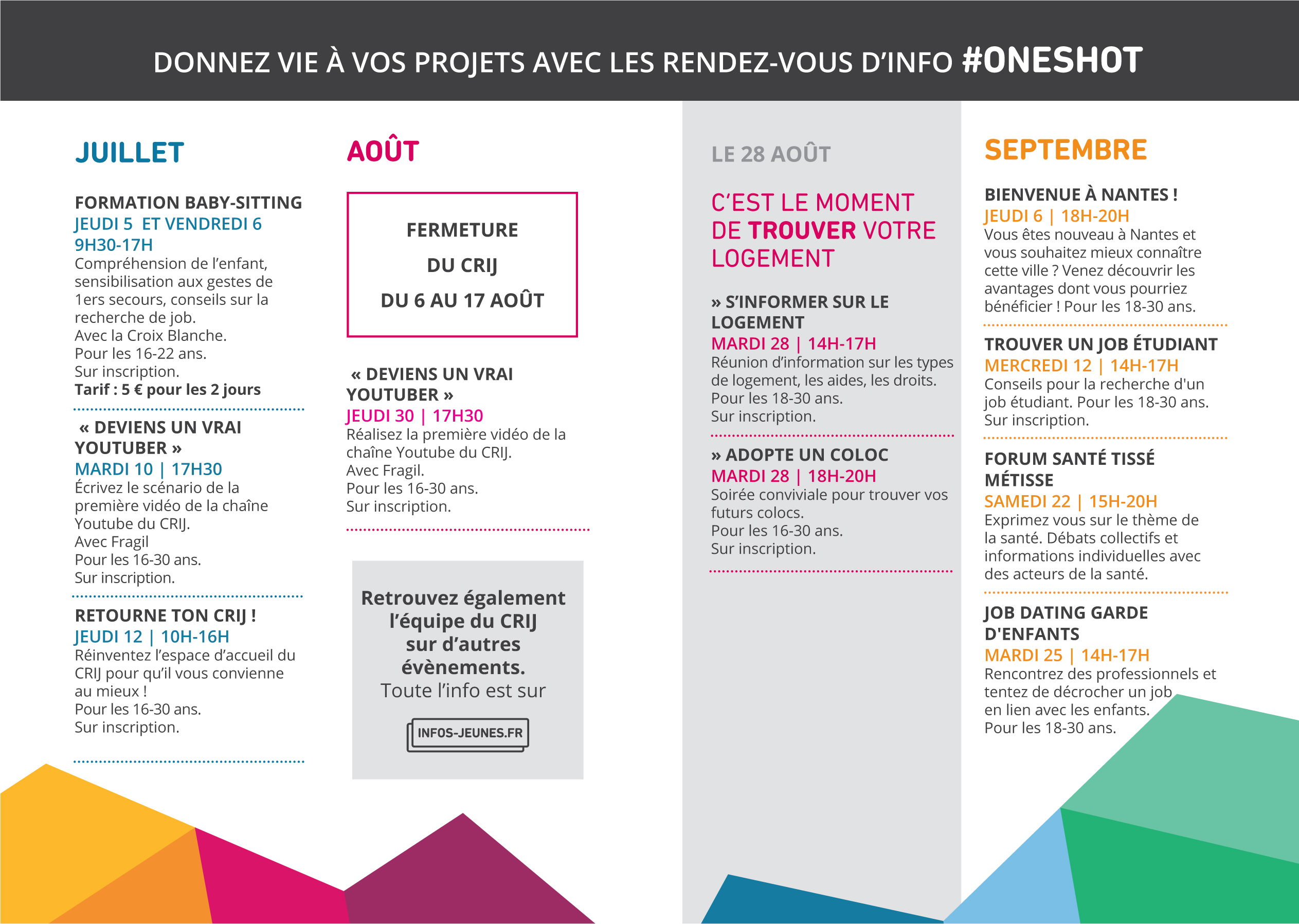 Découvrez la programmation du CRIJ de juillet à septembre 2018 !